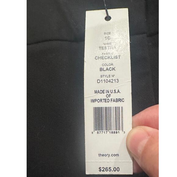 Theory Testra Mid-Rise Full Length Straight Leg Women's Pants Trousers Black, 10 - Picture 4 of 9